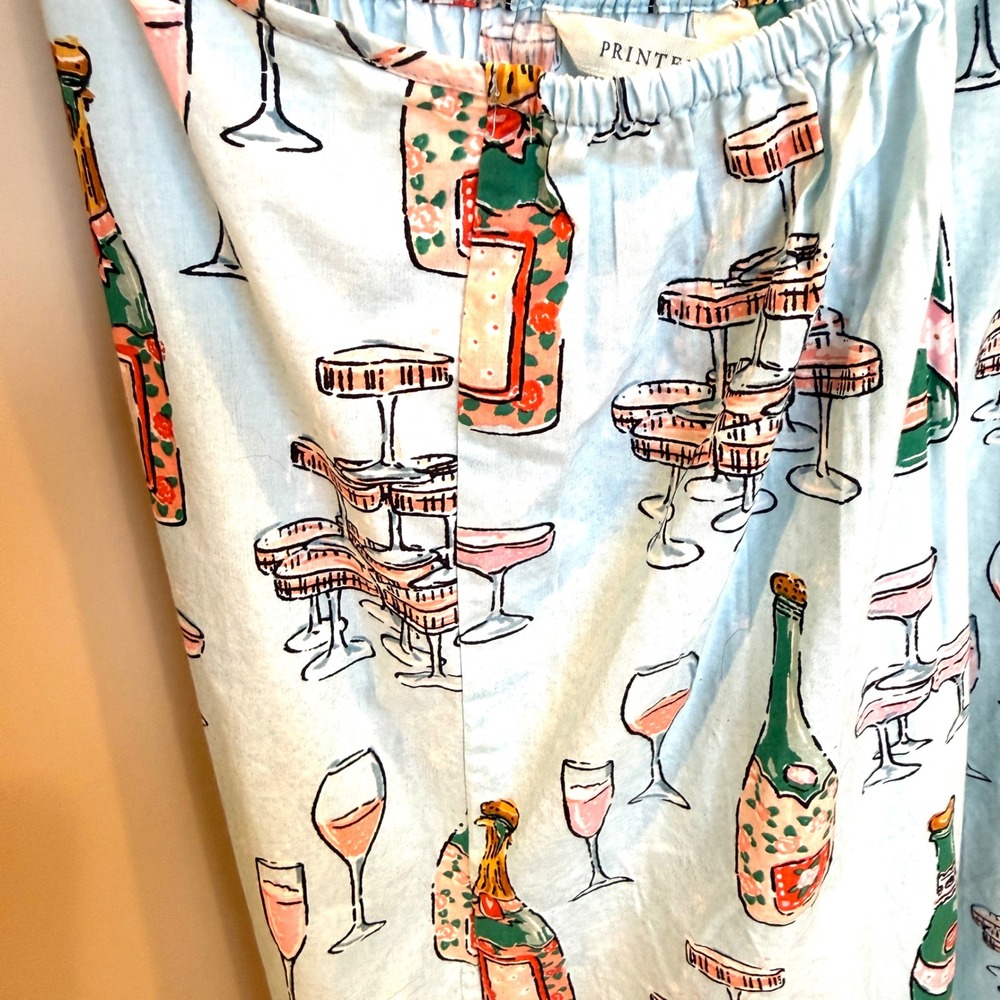 Printfresh Champagne Coupes Organic Cotton Cami Nightdress Blue Womens Medium M - Picture 5 of 5